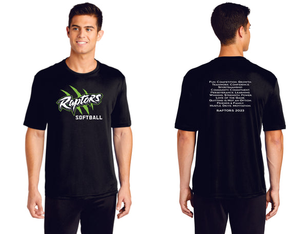 Raptors Softball 2023 Wicking Tee- Ladies, Unisex, and Youth