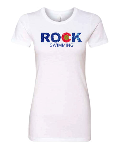ROCK Swimming Premium Ladies Tee- 4 Colors- Matte or Gitter