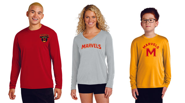 Marvels Wicking Long Sleeve Tee- Youth, Ladies, Adult Sizes