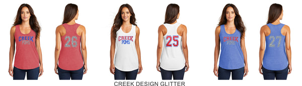 Creek Poms Triblend Ladies Tank- MATTE OR GLITTER