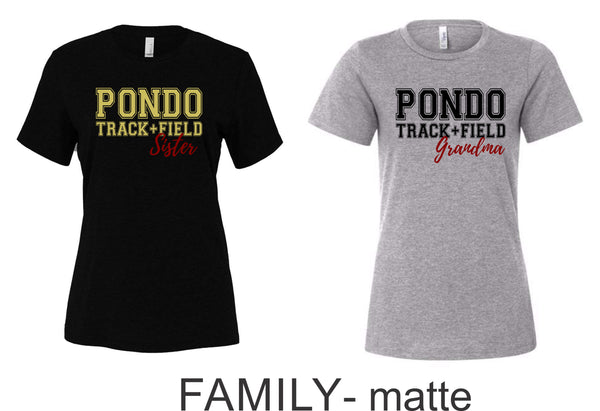Pondo FAN Track & Field Ladies Bella Canvas Tee- 4 designs