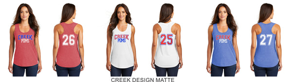 Creek Poms Triblend Ladies Tank- MATTE OR GLITTER