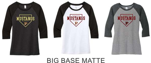 Pondo Baseball Ladies Raglan Tee- 12 Designs- Matte or Glitter