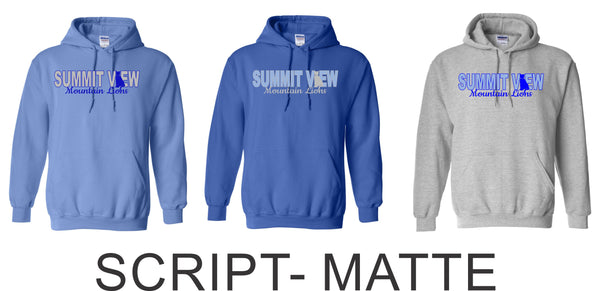 Summit View Basic Hoodie- 8 Designs- Matte or Glitter
