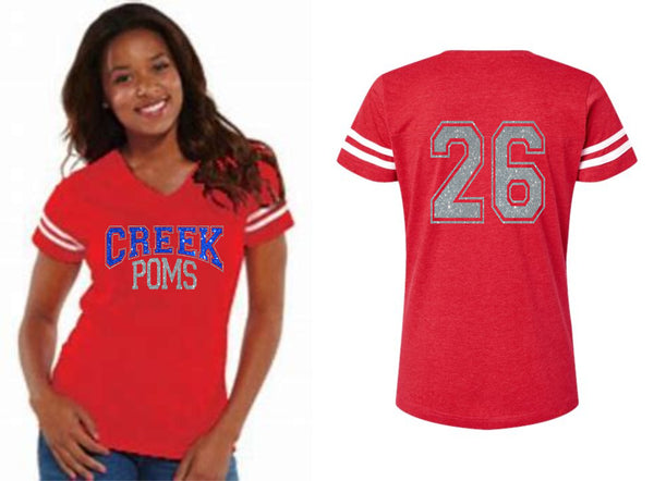 Creek Poms Varsity Tee- Matte or Glitter