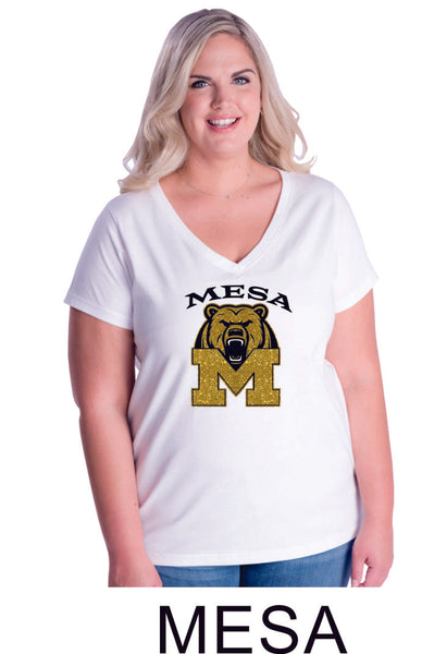 Mesa MS Curvy Ladies Tee- 3 designs- Matte or Glitter