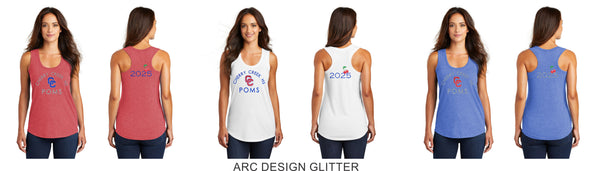 Creek Poms Triblend Ladies Tank- MATTE OR GLITTER
