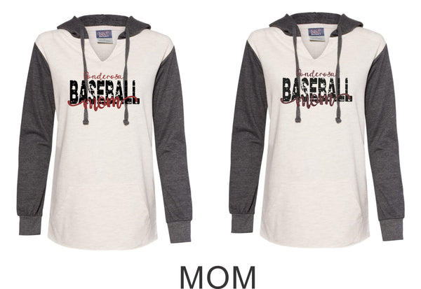 Pondo Baseball Ladies Raglan Hoodie - 12 Designs- Matte or Glitter