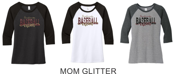 Pondo Baseball Ladies Raglan Tee- 12 Designs- Matte or Glitter