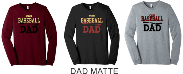 Pondo Baseball Unisex Long Sleeve Tee- 12 Designs- Matte or Glitter