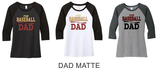 Pondo Baseball Ladies Raglan Tee- 12 Designs- Matte or Glitter