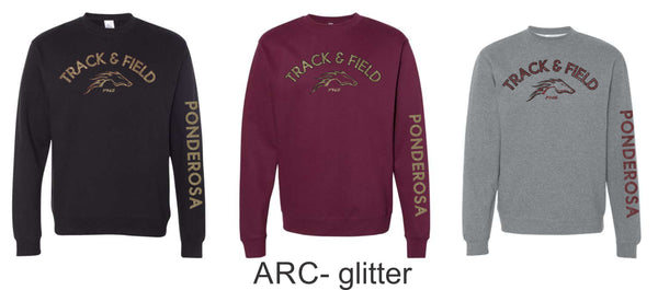 Pondo FAN Track & Field Crewneck Sweatshirt- matte and glitter