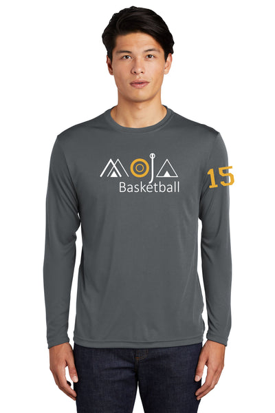 MOJA Basketball Wicking Long Sleeve Tee- Ladies, Youth, Unisex , and Tall Sizes