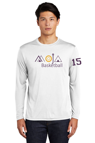 MOJA Basketball Wicking Long Sleeve Tee- Ladies, Youth, Unisex , and Tall Sizes
