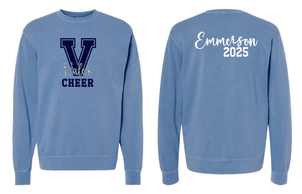 Valor Cheer Pigment Dyed Crewneck Sweatshirt- Columbia Blue