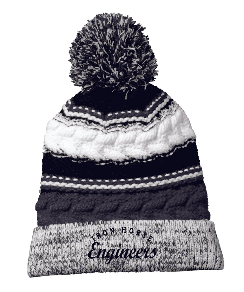 Iron Horse Pom Pom Chunky Beanie- Embroidered