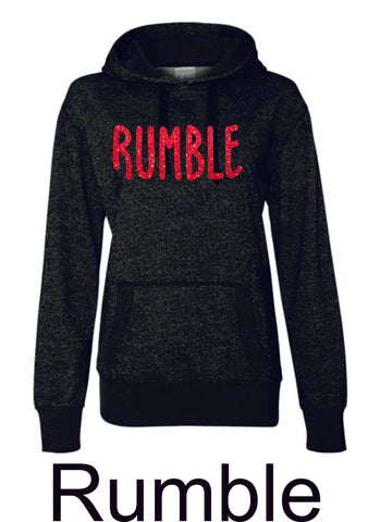 Rumble Staff Ladies Sparkle Fabric French Terry Hoodie- 4 Designs