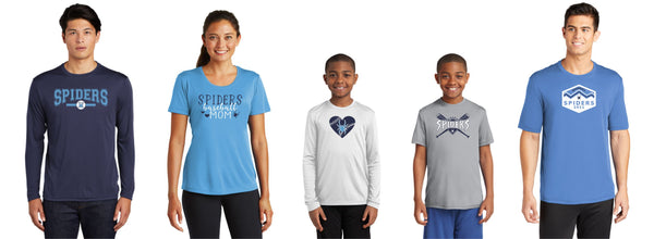 Spiders Wicking Tee- Youth, Ladies, Unisex sizes- Short and Long Sleeve