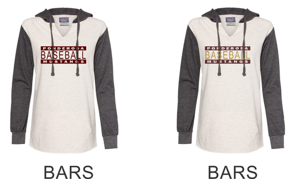 Pondo Baseball Ladies Raglan Hoodie - 12 Designs- Matte or Glitter