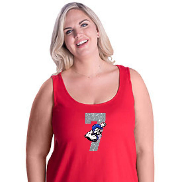 Bulldawgs NUMBER Curvy Ladies Basic Tank- Matte or Glitter