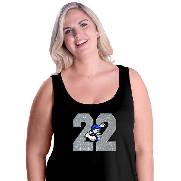 Bulldawgs NUMBER Curvy Ladies Basic Tank- Matte or Glitter