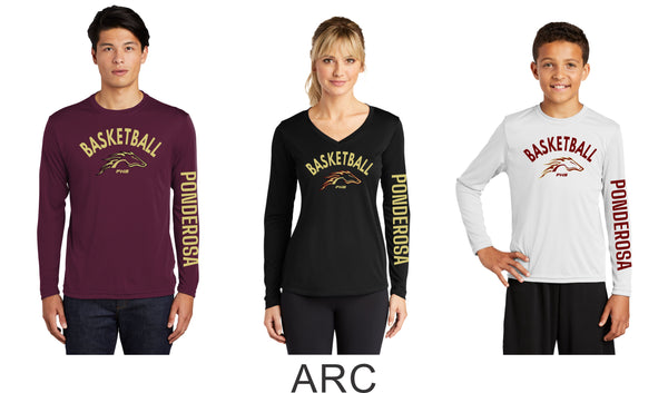 Pondo Basketball Long Sleeve Wicking Tee- Youth, Ladies, Adult Sizes