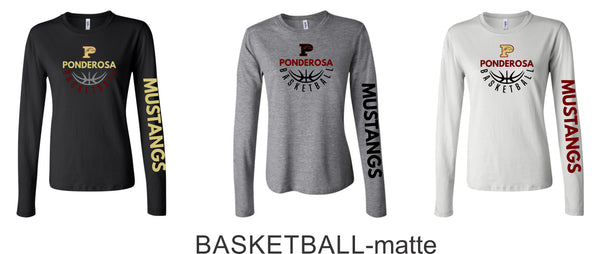 Pondo Basketball Ladies Bella Canvas Long Sleeve Tee- 4 Designs