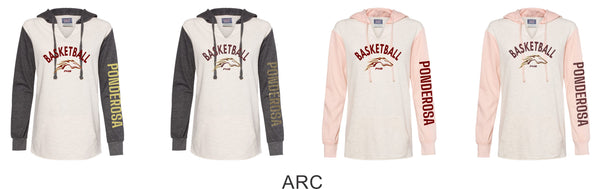 Pondo Basketball Ladies Raglan Hoodie - 4 Designs- Matte or Glitter