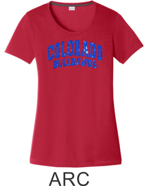 Bulldawgs Ladies Wicking Tee - 2 designs- Matte or Glitter