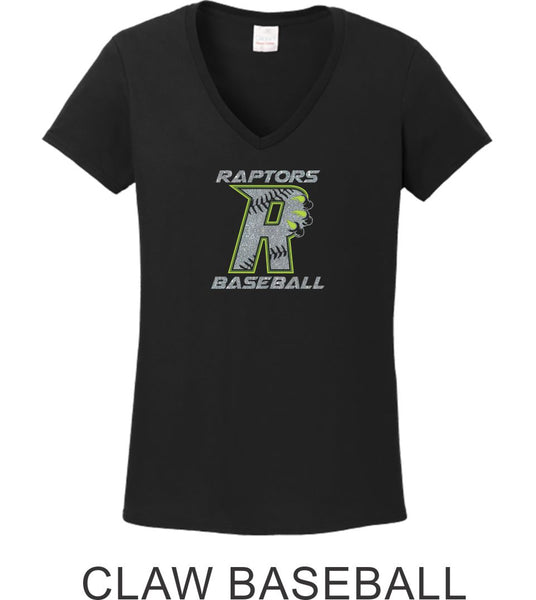 Raptors Ladies Tee- 2 Designs- 4 Sports- Matte or Glitter