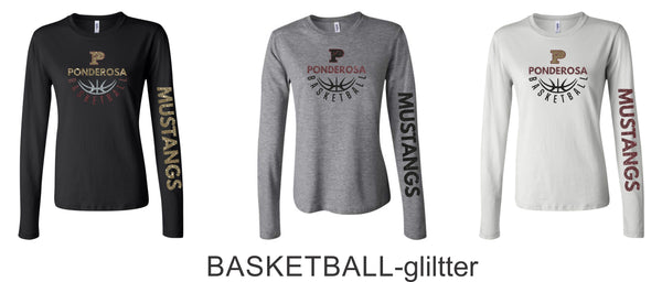 Pondo Basketball Ladies Bella Canvas Long Sleeve Tee- 4 Designs