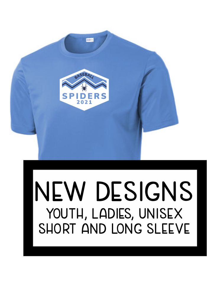 Spiders Wicking Tee- Youth, Ladies, Unisex sizes- Short and Long Sleeve