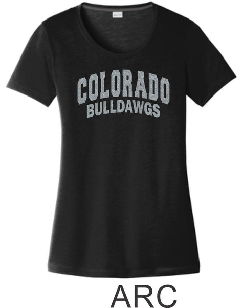 Bulldawgs Ladies Wicking Tee - 2 designs- Matte or Glitter