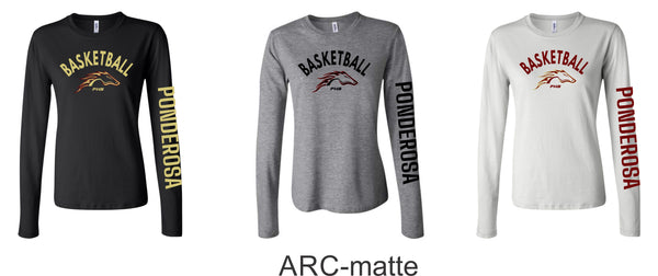Pondo Basketball Ladies Bella Canvas Long Sleeve Tee- 4 Designs