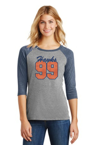 Hawks Glitter Number Raglan