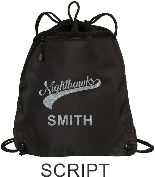 RHMS Mesh Trim Drawstring Bag- 3 designs- Matte or Glitter