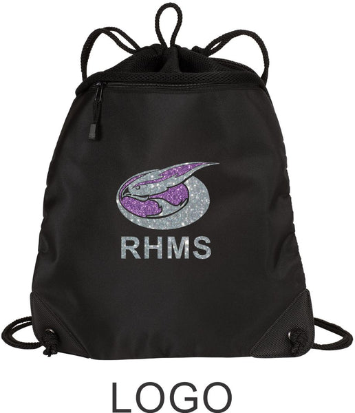 RHMS Mesh Trim Drawstring Bag- 3 designs- Matte or Glitter