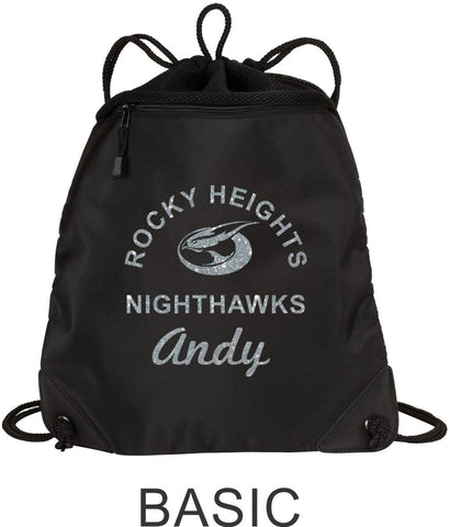 RHMS Mesh Trim Drawstring Bag- 3 designs- Matte or Glitter