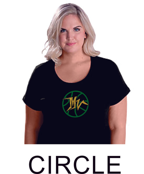 MVHS Basketball Curvy Ladies Tee- 3 designs- Matte or Glitter
