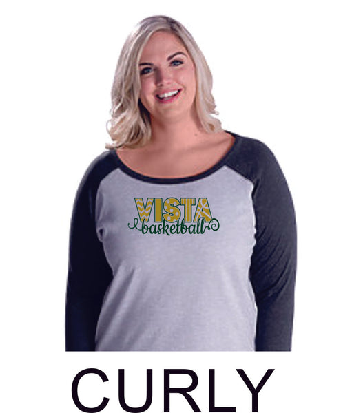 MVHS Basketball Curvy Lady Raglan- in 2 designs- Matte or Glitter