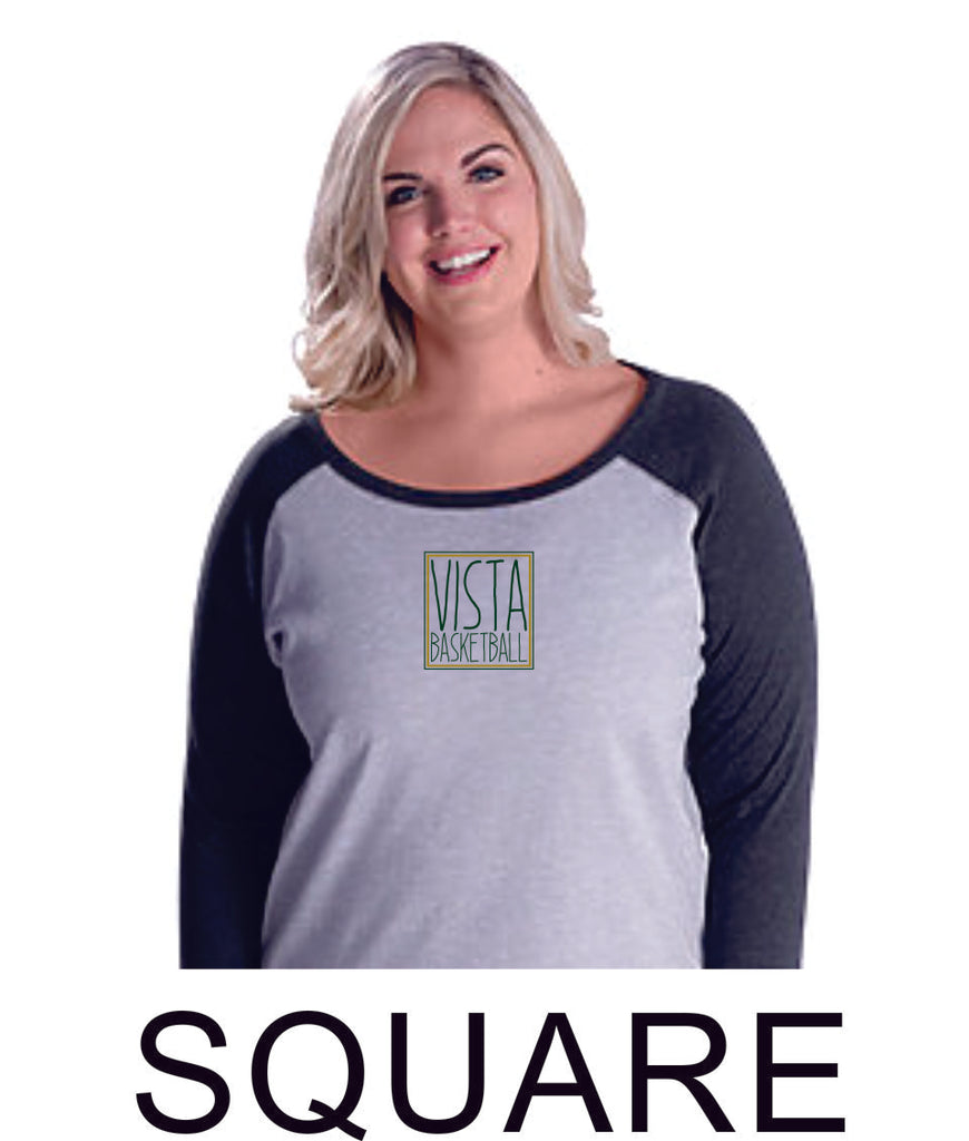 MVHS Basketball Curvy Lady Raglan- in 2 designs- Matte or Glitter
