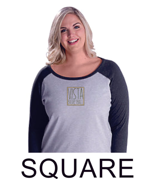 MVHS Basketball Curvy Lady Raglan- in 2 designs- Matte or Glitter