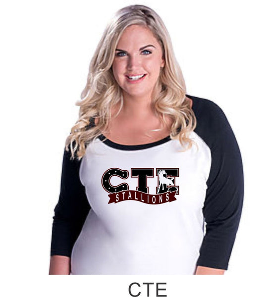 CTE Curvy Lady Raglan- in 4 New designs- Matte or Glitter