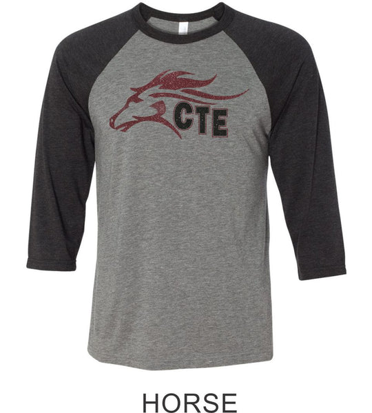 CTE Raglan T-Shirt in 4 New Designs- Matte and Glitter