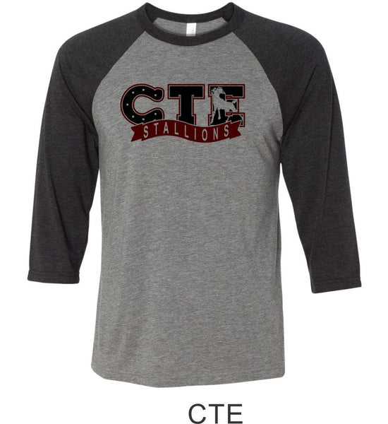 CTE Raglan T-Shirt in 4 New Designs- Matte and Glitter