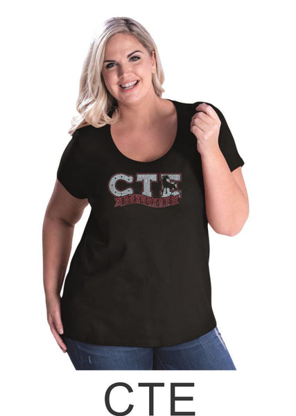 CTE Curvy Ladies Tee- 4 designs- Matte or Glitter