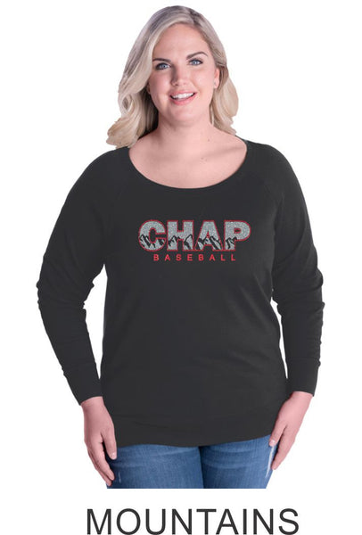 Chap Baseball Curvy Ladies Slouchy Pullover in 4 Designs- Matte or Glitter