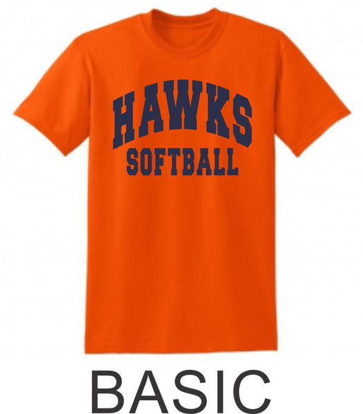 Hawks Softball Basic Tee in 2 Designs- Matte or Glitter