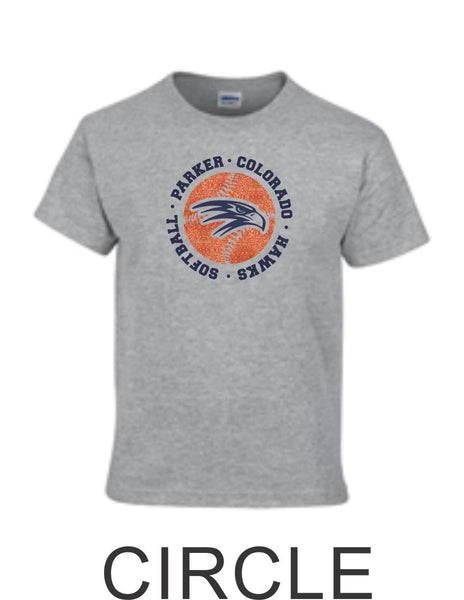 Hawks Softball Basic Tee in 2 Designs- Matte or Glitter