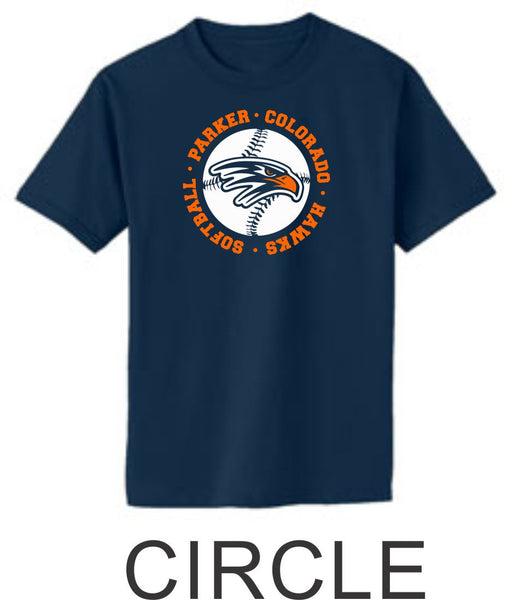 Hawks Softball Basic Tee in 2 Designs- Matte or Glitter
